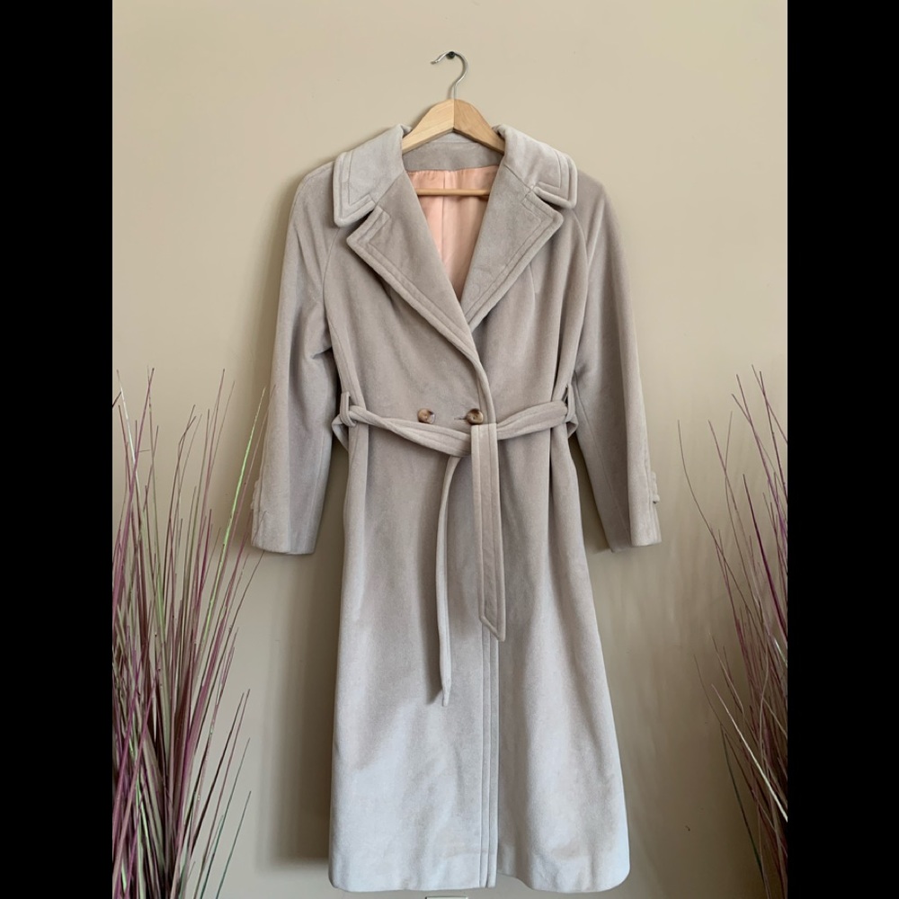 Vintage Juli de Roma Womens Kajjmir Finest Manmade Cashmere Trench Coat Sz Small